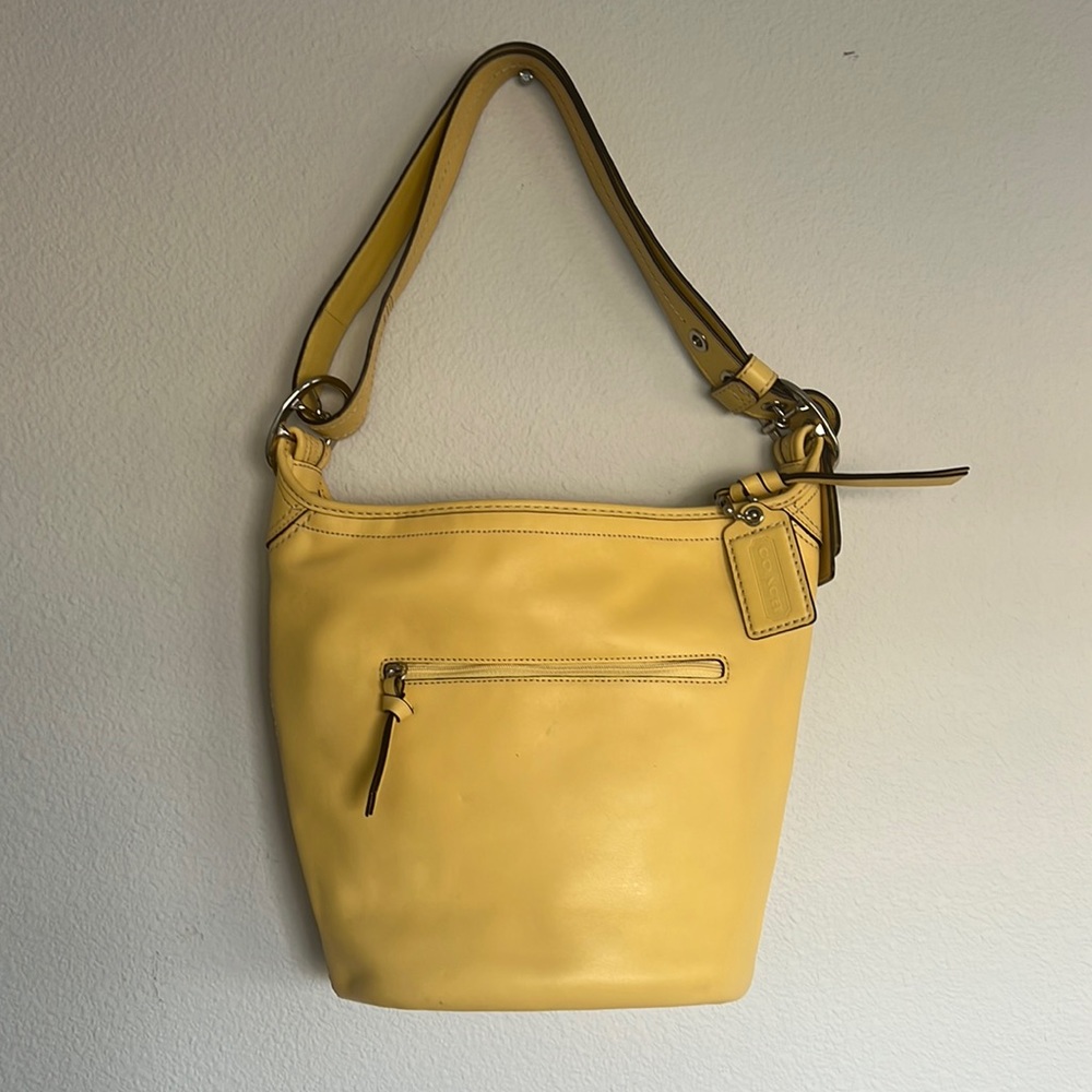 Coach Factory Vintage Leather Duff Bucket Bag (Siver/Canary)